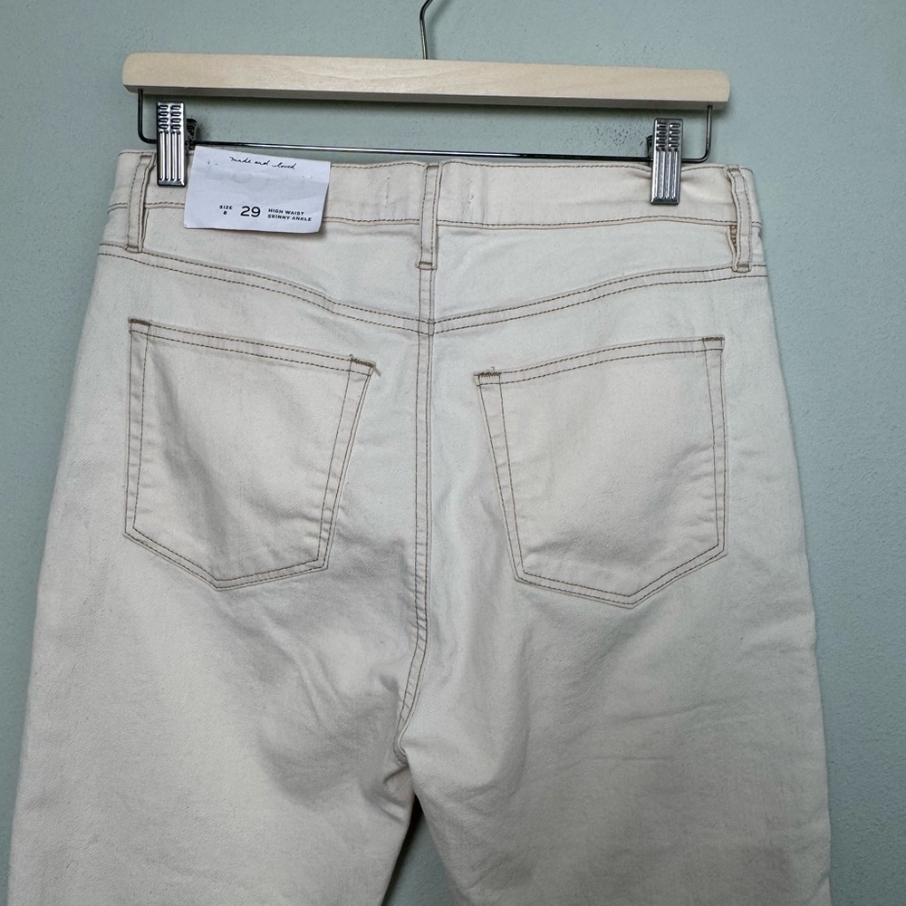 NWT Loft Cream Button Front High Waist Skinny Ankle Jeans Size 29/8 - Picture 7 of 12